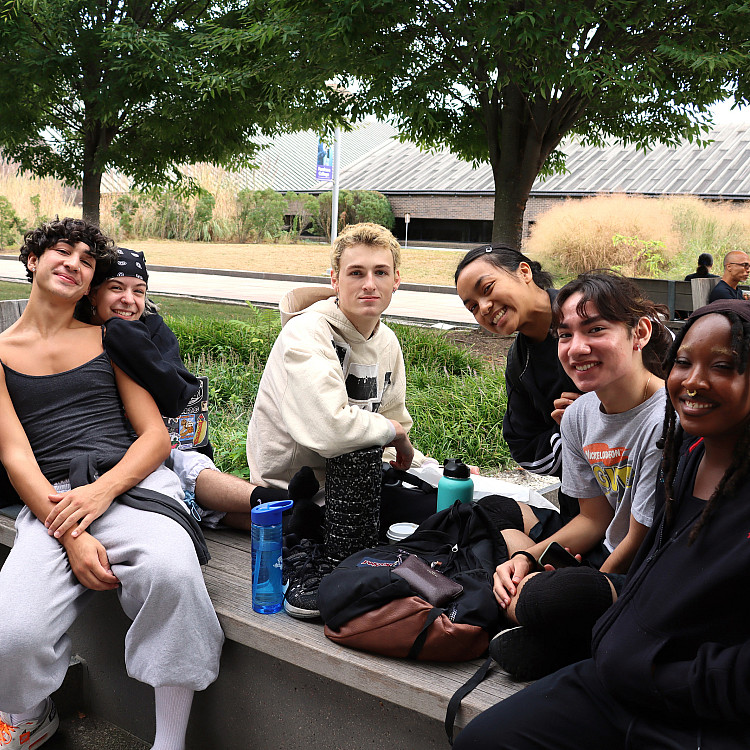 Dancers on a break between classes
