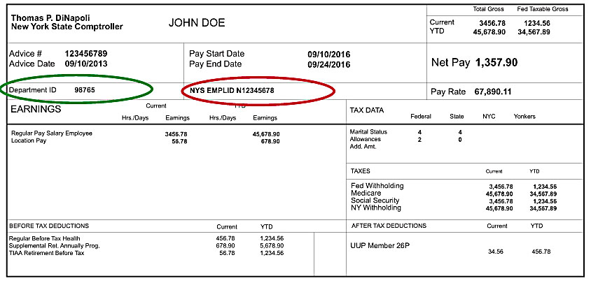 Sample SUNY paystub