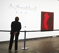Neuberger Museum of Art docent Lois Breigstein and the installation of the Threnody studies