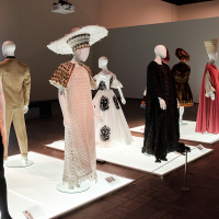 Costumes designed by Italian costumer Farani for Pier Paolo Pasolini on view in the Subversive Prophet exhibition at the Neuberger Museum...