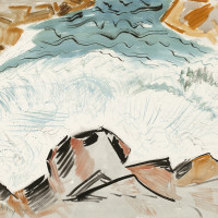 Milton Avery, Sea, Spray, and Rocks, 1945 Watercolor on paper, 22 x 30 inches (sight), 29 5/8 x 3...
