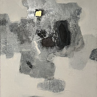Oil painting on canvas with gold leaf