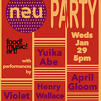 Promotional poster for the Spring 2020 Student Welcome Party at the Neuberger Museum of Art including the NEU logo and details about the ...