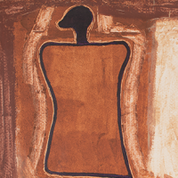 Romuald Hazoumè, Terre, December 10, 1994. Acrylic on canvas, Stretched: 55.1 x 80.3 inches. Collection Romuald Hazoumè.
