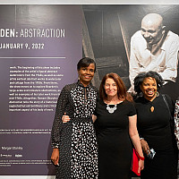    At the opening of the Romare Bearden: Abstraction exhibition at the Gibbs Museum of Art.      (l to r) Pauline Willis, Director, AFA; ...