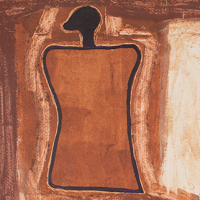 Romuald Hazoumè, Terre, 1994. Acrylic on canvas, Stretched: 55.1 x 80.3 inches. Collection Romuald Hazoumè.    Image: © Matthew Hamilt...