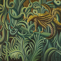    Henry Bermudez, Pájaro con Pinta de Tigre (Bird with a Tiger's Appearance), 1991, Oil on canvas, 28 x 40 in (71.12 x 101.6 cm), Colle...