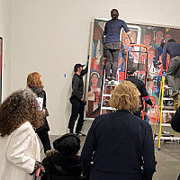 Installation of Faith Ringgold's, For the Women's House (1971), oil on canvas, 96in x 96in (243.8 x 243.8 cm) at the New Museum...