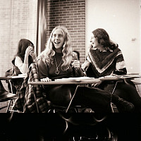    Purchase College students in the current office of the Neuberger Museum of Art director, early 1970s. 