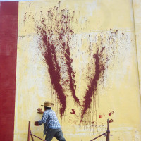 Nicolás de Jesús, Ayotzinapa's Mural in progress, 2015 Escuela Normal Rural Raul Isidro Burgos,...
