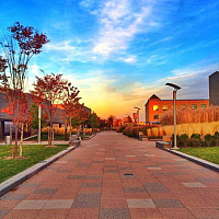 Purchase College, SUNY - walkway by the Neuberger Museum of Art