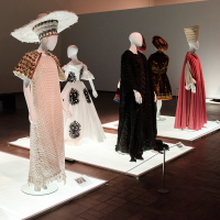 Costumes designed by Italian costumer Farani for Pier Paolo Pasolini on view in the Subversive Prophet exhibition at the Neuberger Museum...