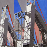 Charles Sheeler, The Web (Croton Dam), 1955. Oil on canvas, Collection Neuberger Museum of Art, Purchase College, State University of New...