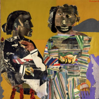 Romare Bearden, Melon Season, 1967. Paper collage on canvas, Collection Neuberger Museum of Art, Purchase College, State University of Ne...