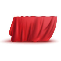Hidden object covered by red drape