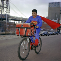    Dulce Pinzón, Superman. Noé Reyes from the State of Puebla, Mexico works as a delivery boy in Brooklyn, New York. He sends 500 dolla...