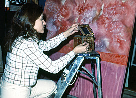 Artist Janet Langsam working in her studio circa 1970. Photo courtesy of Janet Langsam.