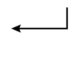 Black arrow on white background representing the enter icon on a keyboard.