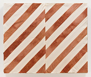 Yto Barrada, Untitled (After Stella, Tangier I), 2018, cotton madder, 38 x 32, Unique, Textile