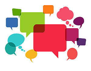 Colorful conversation bubbles for the NEU To Do for Kids project on Storytelling