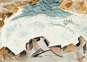    Milton Avery, Sea, Spray, and Rocks, 1945, Watercolor on paper, 22 x 30 inches (sight), 29 5/8 x 37 5/8 x 1 1/2 inches (framed), Colle...