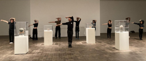 Jason Rodriguez and Purchase College student performers in Brendan Fernandes's work for Hard Return: 9 Experiments for this Moment