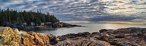 A breathtaking view of the rocky Maine coastline in Acadia National Park, Maine.