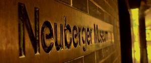 Neuberger Museum engraved signage on the wall outside the museum