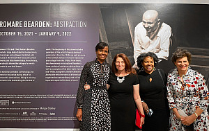    At the opening of the Romare Bearden: Abstraction exhibition at the Gibbs Museum of Art.      (l to r) Pauline Willis, Director, AFA; ...