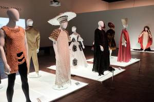 Costumes designed by Italian costumer Farani for Pier Paolo Pasolini on view in the Subversive Prophet exhibition at the Neuberger Museum...