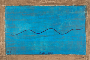    Romuald Hazoumè, Abla-Meji, 1993, Acrylic on canvas, Stretched: 54.7 x 82.2 inches (139 x 209 cm), Collection Friends of the Neuberge...