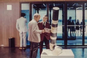 Isamu Noguchi's The Bow during the Museum's first exhibition in 1974, The Making of a Museum
