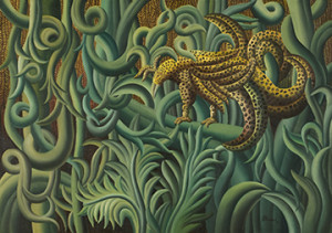    Henry Bermudez, Pájaro con Pinta de Tigre (Bird with a Tiger's Appearance), 1991, Oil on canvas, 28 x 40 in (71.12 x 101.6 cm), Colle...