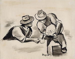    William Gropper (1897-1977), Untitled (Study for The Wine Festival), ca. 1934. Ink on paper, 10 5/8 x 12 3/8 in. Collection Neuberger ...