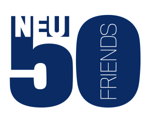 Logo for the 50th Anniversary of the Friends of the Neuberger Museum of Art.
