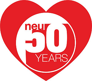 NEU 50 Years Logo in a red heart