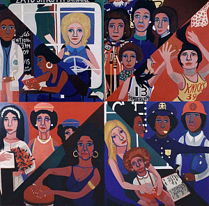 Faith Ringgold, For the Women's House (1971), oil on canvas, 96in x 96in (243.8 x 243.8 cm)