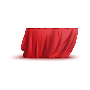 Hidden object covered by red drape