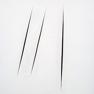    Lucio Fontana, Concetto Spaziale (Spatial Concept), circa 1968, Oil on canvas, Collection Neub...