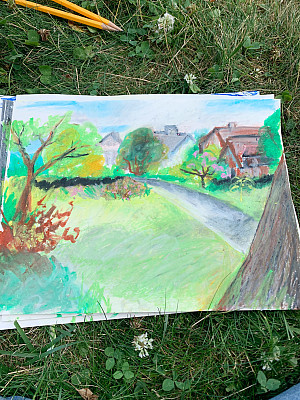 A NEU To Do for Kids Plein Air Landscape art project inspired by Georgia O'Keeffe