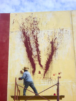Nicolás de Jesús, Ayotzinapa's Mural in progress, 2015 Escuela Normal Rural Raul Isidro Burgos, Tixtla, Guerrero. © Nicolás de Jesús
