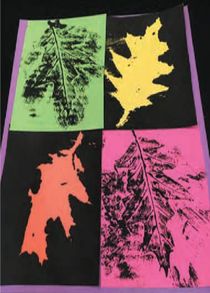 Create Pop Art prints using leaves and vegetables. A project inspired by the prints of Andy Warhol.