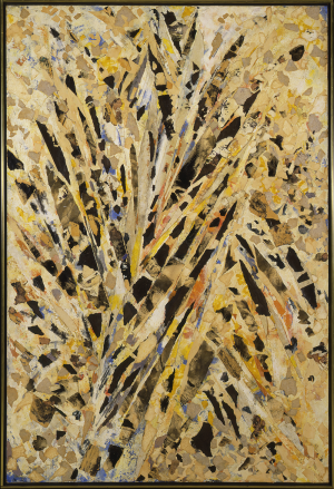 Lee Krasner, Burning Candles, 1955, Oil, paper and canvas on linen, 58 1/8 x 39 inches (canvas), 59 ¼ x 40 3/8 x 2 inches (framed), Coll...