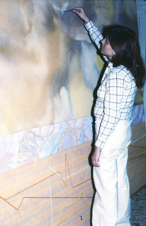 Artist Janet Langsam working in her studio circa 1970. Photo courtesy of Janet Langsam.