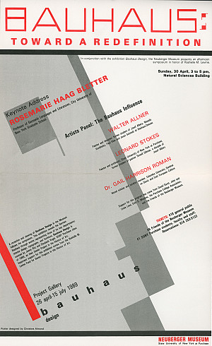 Archival image of a student-curated exhibition at the Neuberger Museum of Art
