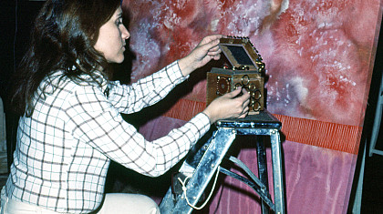 Artist Janet Langsam working in her studio circa 1970. Photo courtesy of Janet Langsam.