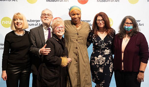 (l to r) Chief Curator Emerita Helaine Posner, Jim Neuberger and Helen Stambler Neuberger, Tomashi Jackson, Tracy Fitzpatrick, Purchase C...