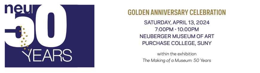 Purple square with NEU 50 Years in text. The Y in years is tipped with champagne bubbles rising through the logo.