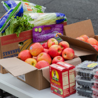 Fresh fruit and vegetables offered by the mobile food pantry.