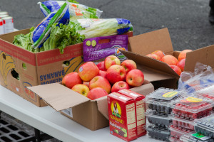 Fresh fruit and vegetables offered by the mobile food pantry.